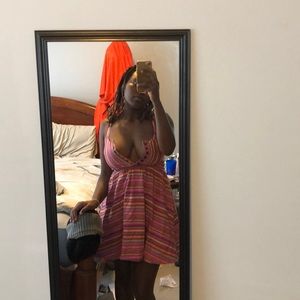 Pink and orange fit and flare with back cutout